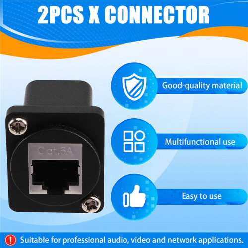 2Pcs Ethernet GigE RJ45 Cat 6A EtherCON Feedthru Modular Panel Connector for Switchcraft EH Series Neutrik NE8FDX-P6 1