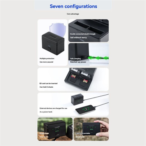 STARTRC Batteriladdningsfodral för  Osmo Action 5 Pro/4 Stöder 2 Batterier för Action 5 Pro/4 Actionkameratillbehör