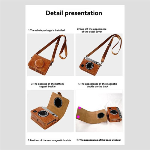PU Leather Camera Bag for  Instax  EVO Protective Case with Shoulder Strap Camera Accessory Storage C 1