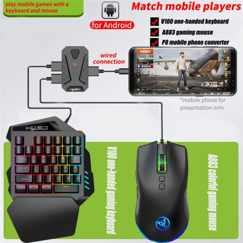 HXSJ P8 Wired Gaming Keyboard Mouse Comb Converter Mobile Game Mice Adapter for Android System 1