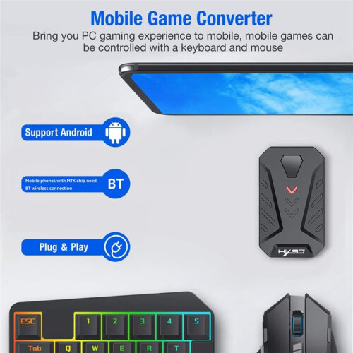 HXSJ P8 Wired Gaming Keyboard Mouse Comb Converter Mobile Game Mice Adapter for Android System 2