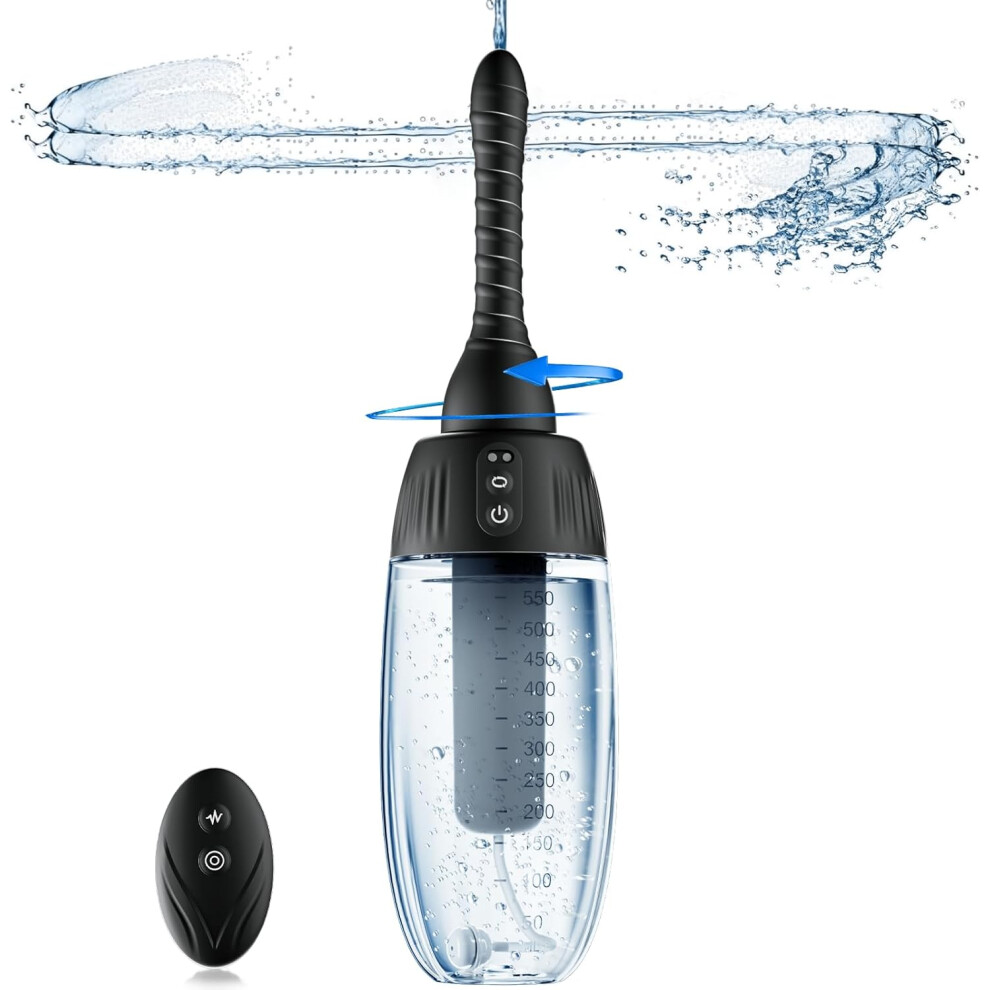 Gogerstar Anal Douche Automatic Rotating Enema, 20Oz Douches For Men & Women 360 Deep Cleansing 5 Spouts With 3 Speeds Of Rotation & Spray