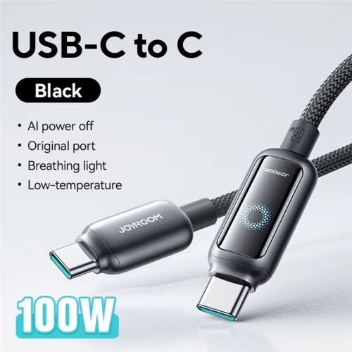 Joyroom 100W Fast Charging Cable USB Type-C to Type-C Cable with Automatic Power Off for /// B 1
