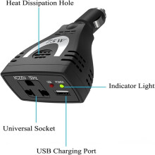 Auto-Omvormer, 75W DC12V Naar AC 220V Auto-Omvormer USB-Laderadapter voor Adapteromvormerlader