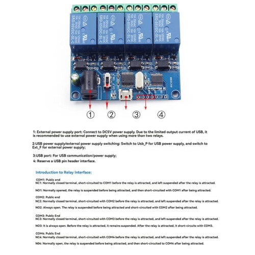 4 Channel USB Relay Module LCUS-4 Intelligent Control Relay   USB 5V 1