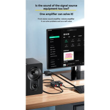 3.5mm RCA 1-to-2 Front Audio Amplifier 3.5mm 2RCA Laptop to Computer Volume Control Converter with /Off