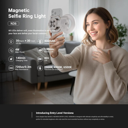Magnetic Ring Light for Selfies That Also Functions As A Phone Cooler, Suitable for Phones with  Functionality. 1