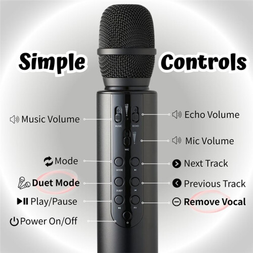 Draadloze -Handmicrofoon, Draagbare Karaokemicrofoon met Condensator voor Audioconferenties Thuis 1