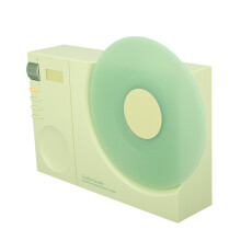 Altoparlante Bluetooth in stile giradischi in vinile vintage, verde, con batteria da 1200mAh