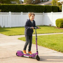 HOMCOM Foldable Electric Kids Scooter, for Ages 7-14 Years, Purple