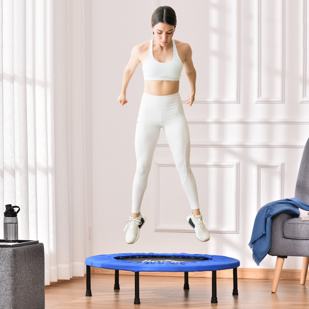 Homcom 91Cm Fitness Trampoline Exercise, Max Load 100 Kg, Blue/Black