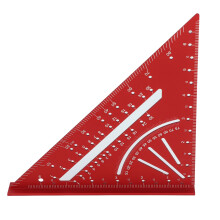 Équerre en aluminium de 7 pouces avec rapporteur, règle multi-angles à 90, rouge
