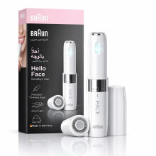 Braun Face Mini Hair Remover FS1000, Portable Electric Facial Hair Removal for Women, Smooth Skin Finish, with Smartlight, White/Silver