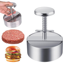Burger Meat Press, 304 Stainless Steel 4.5inch Adjustable Hamburger Patty Maker, Non-Stick Hamburger Press for Kitchen BBQ Grill