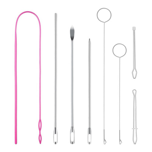Drawstring Threader Tool Set, Stainless Steel Sewing Loop Turner Hooks with , Flexible Drawstring Threader 1