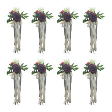 Set van 6 verfijnde bloemenbanken decoratie met-donkerrood