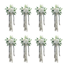 6 stuks elegante stoel terug bloem stijlvolle kerkbanken-Wit