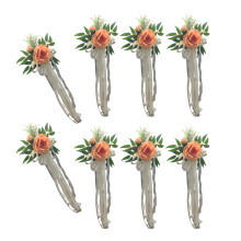 6 stuks stoel bloemen versieringen voor-oranje