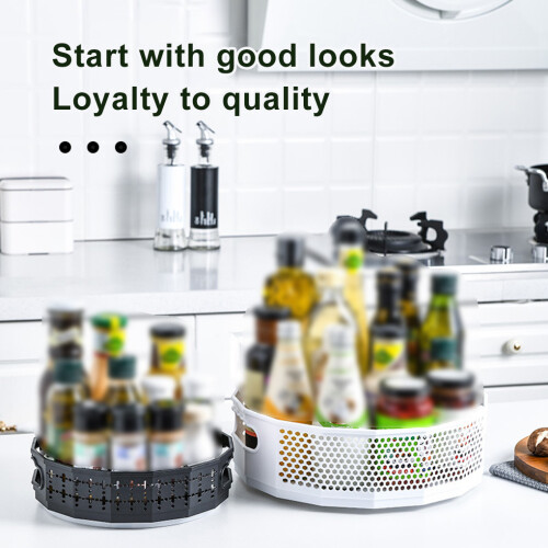 (Green Small) Plastic Spice Turntable Containers Rotating Tray Basket Organizer 1