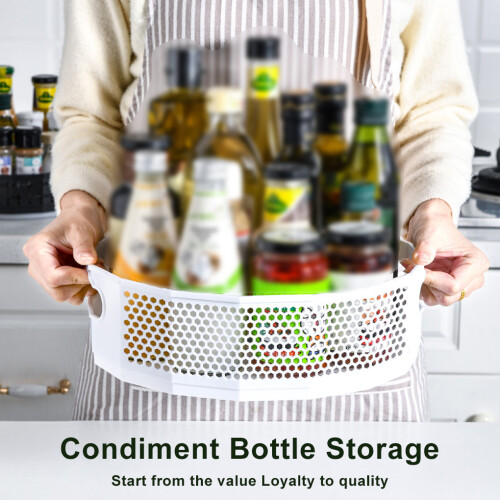 (Green Small) Plastic Spice Turntable Containers Rotating Tray Basket Organizer 2