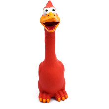 Giocattolo per cani Lactoprene a forma di pollo che emette squittii - Rosso, Taglie S/M/L