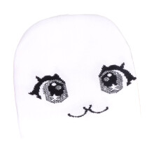 Cartoon-Augen-Jacquard-Acryl-Strickmütze, modisches Design-Weiß