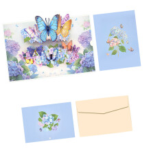 Butterfly Flower Paper Sculpture Greeting Card Includes-Blue