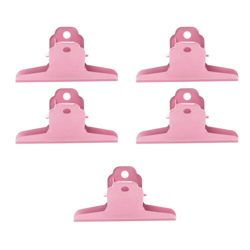 5Pcs Multifunctional Document Clips Heavy Duty Steel-Pink 75MM