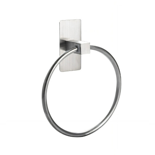Strong Adhesive Towel Rings for Bathroom Wall Mounting-Silver
