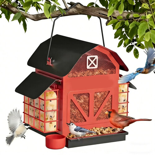 Station d'alimentation pour oiseaux en fer à mesure lourde avec 1
