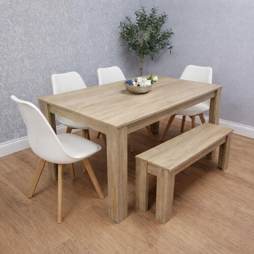 Modern Dining table Set With 4 Chairs And Bench