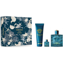 (100ml) Versace Eros Pour Homme Gift Set 100ml Edp Spray + Edp 5ml + Bath & Shower Gel 150ml