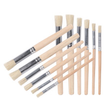 36Pcs Natural Bristle Painting Brushes Wooden Handle Stencil Set Beige