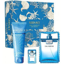 (100ml) Versace Man Eau Fraiche Set Edt 100ml + Shower Gel 150ml + Edt 5ml