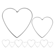 10Pcs Silver Heart Shaped Metal Hoops for Macrame Craft and Wall Decor