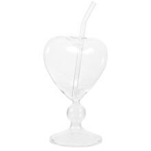 2Sets Cute Heart Cocktail Glasses with Straw for Home Bar and Parties