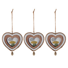 3Pcs Vintage Wooden Photo Frames Multi Color Heart Shape Home Decor