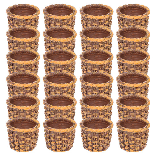 24Pcs Tiny Resin Mini Baskets for Dollhouse and Craft Storage