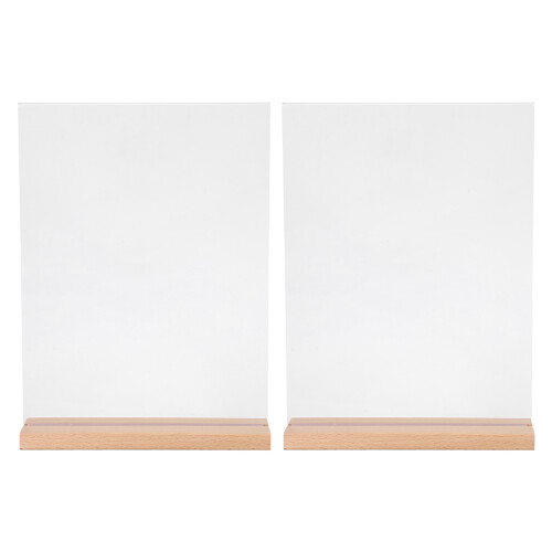 4Ensembles Porte-Menus Transparent Double Face Base En Bois