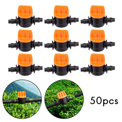 150Pcs 1/4Inch Pipe  Valve 4/7mm Hose Controller Barbed Adapter Agriculture Drip Irrigation Watering System Fitting 1