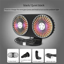 USB Car Air Outlet Dashboard Fan 5V Auto Ventilation Fan Low Noise Dual- Auto Electric Fan 3 Gear Electrical