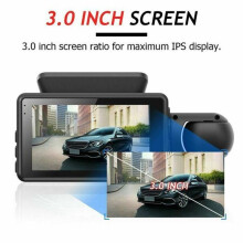 Dual Dash Cam Front and Inside 1440P+1080P Car Black Box Dash Camera 3 Inch IPS Camera Recorder Night Vision