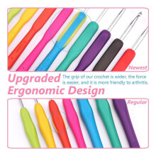 32PCS Crochet Hooks Set, Ergonomic Crochet Hooks with Case for Arthritic Hands, Extra Long Crochet Needles, Crochet A