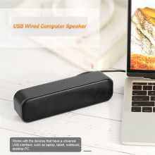 USB Powered Soundbar Desktop Speaker Wired Computer Sound Box for TV Desktop Laptop with 2 Subwoofers Music Player