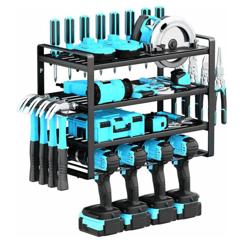 4 Layer Power Tool Organizer Wall Mount, Cordless Drill Hanger Storage Rack for Garage Organization, Workshop, Pegboard 2