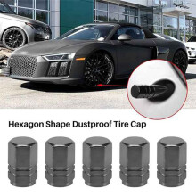 64pcs Tire Stem Valve Caps Wheel Valve Covers Car Dustproof Tire Cap, Hexagon Shape Titanium Gray