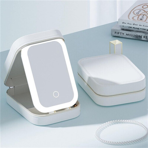 LED Three-Color Adjustable Makeup Mirror Adjustable Makeup Mirror with Lights Rechargeable Lighted Makeup Mirror,B 2
