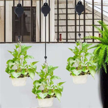 Plant Pulley Retractable Hanger Plant Pulley Adjustable Height Wheel for Hanging Plants Indoor(8PCS) BLACK
