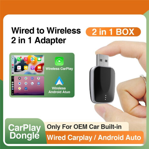 2 in 1 Wireless CarPlay Adapter for OME Wired to Wireless CarPlay Android Auto Plug and  for 2