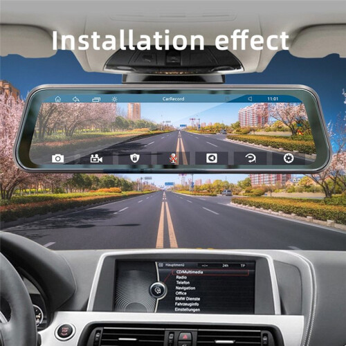 Tela de Toque de 9,36 Polegadas Sem Fio CarPlay Car Stream Media Dashcam DVR Espelho Retrovisor Dash Camera Recorder Visão Noturna 2